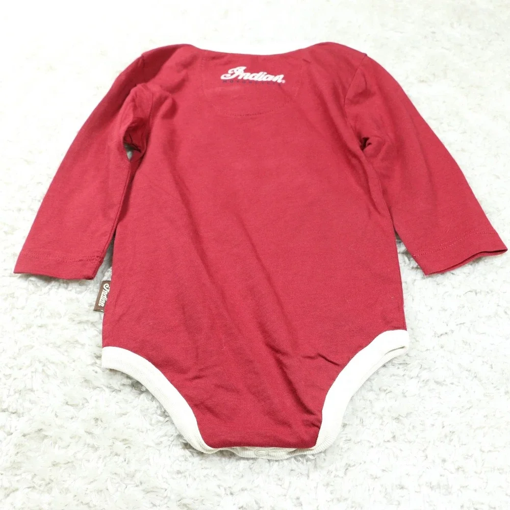 Indian Motorcycle Baby Bodysuit 3-Pack 6-12 Months Long Sleeve Cotton Romper Set